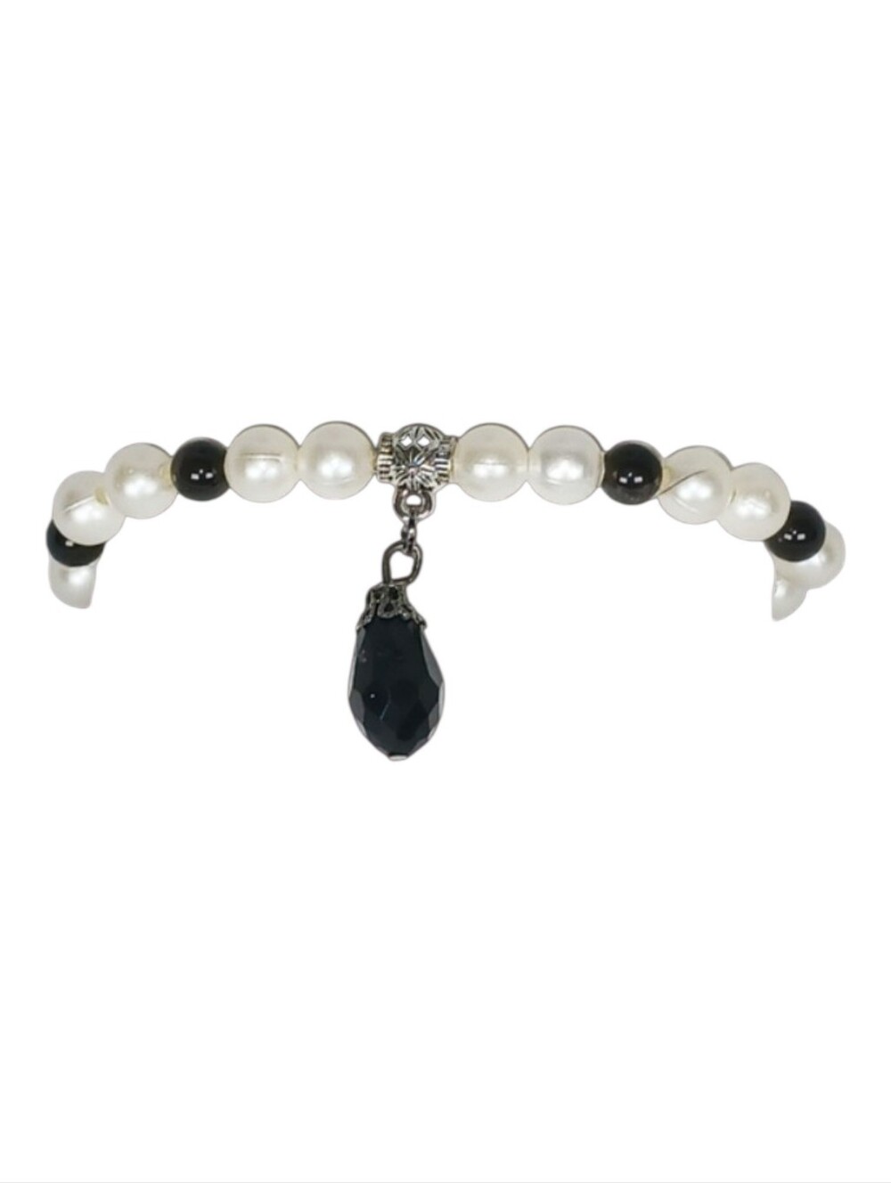 Pearl & Silver Sheen Obsidian Mala Y2K New Age Grunge Soft Goth Romantic Gothic